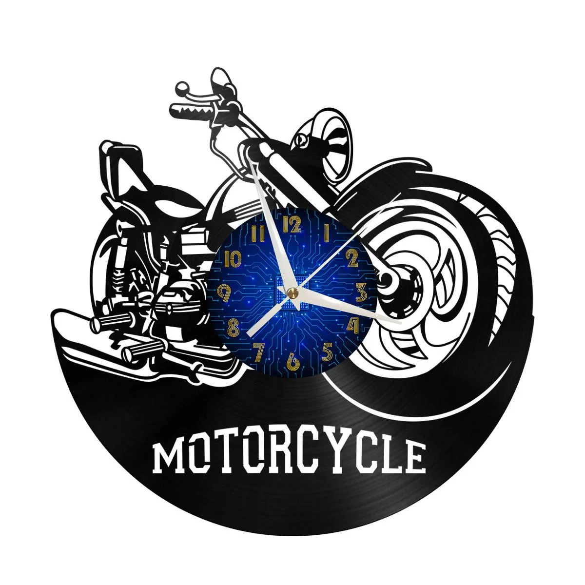 

Motorcycle 8 Vinyl Wall Clock, Vinyl Record Clock Wall Art Black 12 Inch for Living Room Bedroom