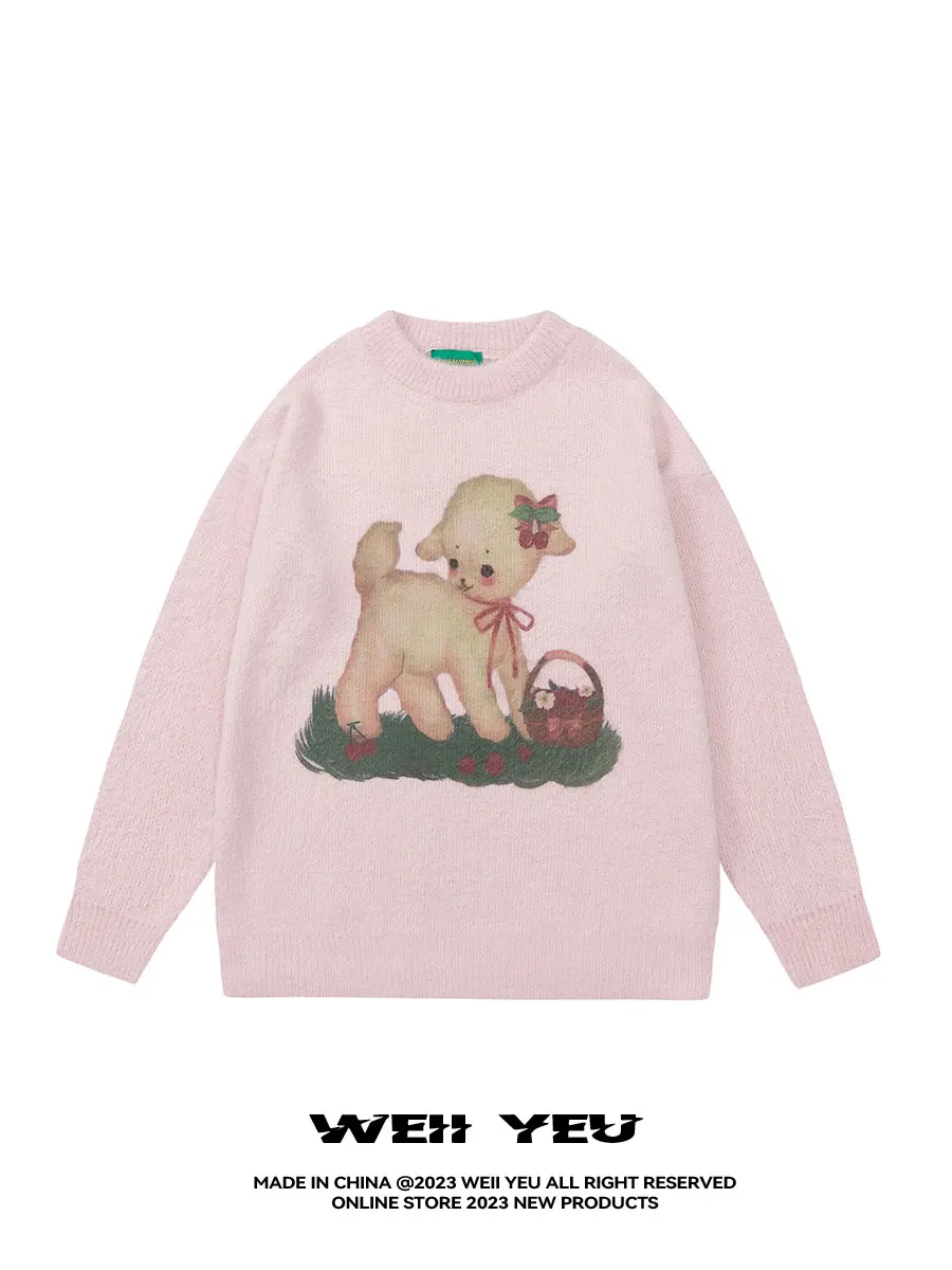 WEII Yeu осенне-зимний новый ретро-мультяшный вязаный свободный универсальный