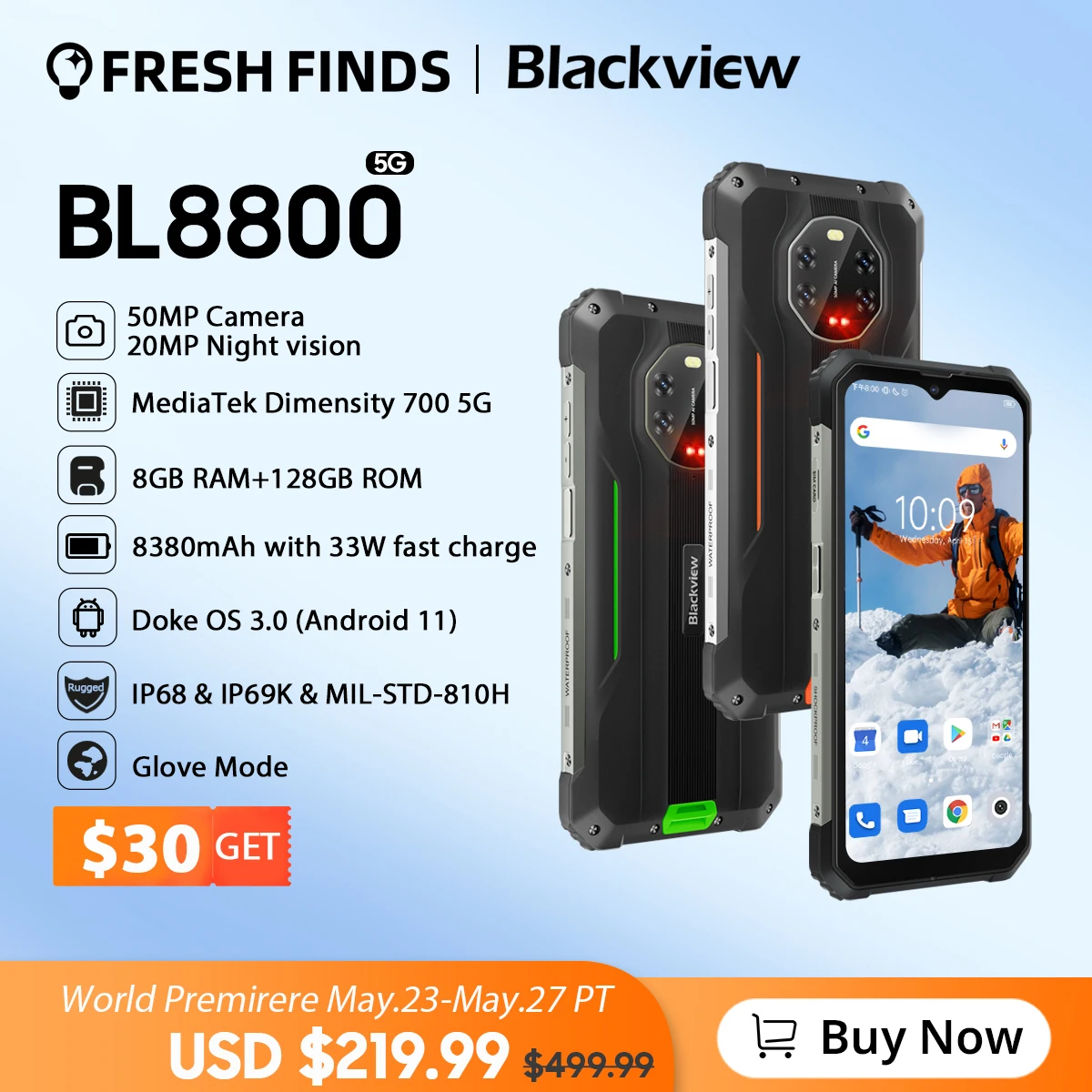 World Premiere Blackview BL8800 Rugged Smartphone 6.58