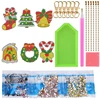 4/5/6pcs Diamond Painting Keychain 5D DIY Cartoon Animal Rhinestone Embroidery Mosaic Key Ring Woman Bag Pendant Christmas Gifts 6