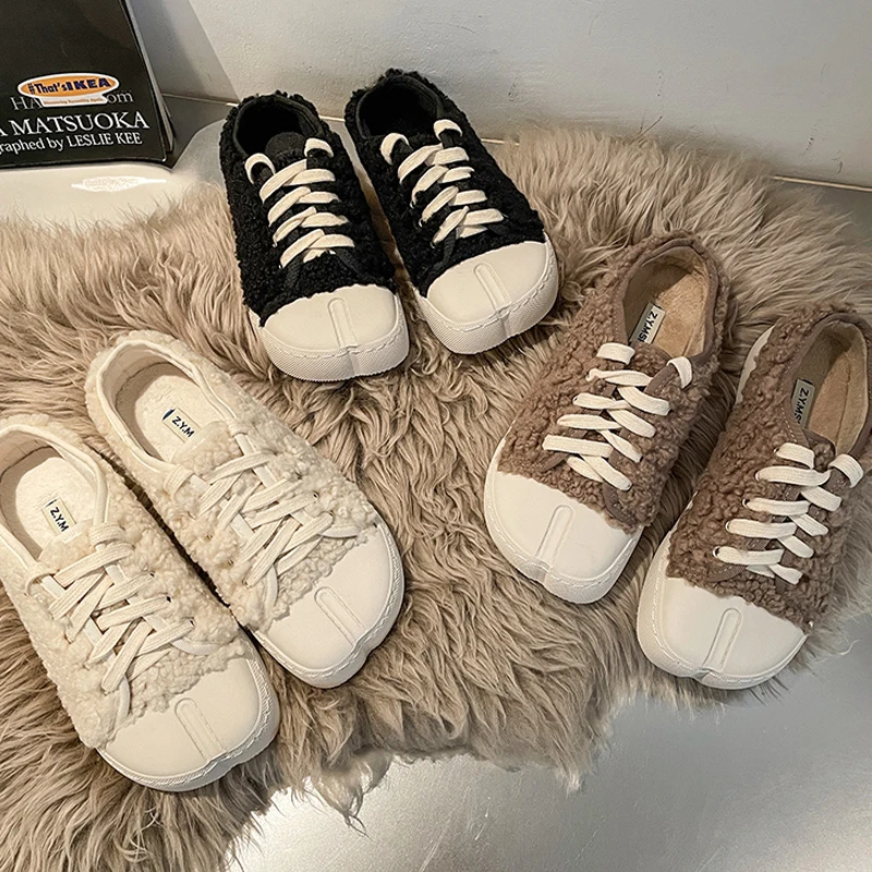 Роскошные брендовые дизайнерские женские кроссовки на шнуровке с мехом теплая
