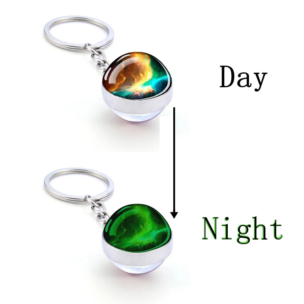 Светящиеся брелки с туманностью планета галактики Вселенная для ключей