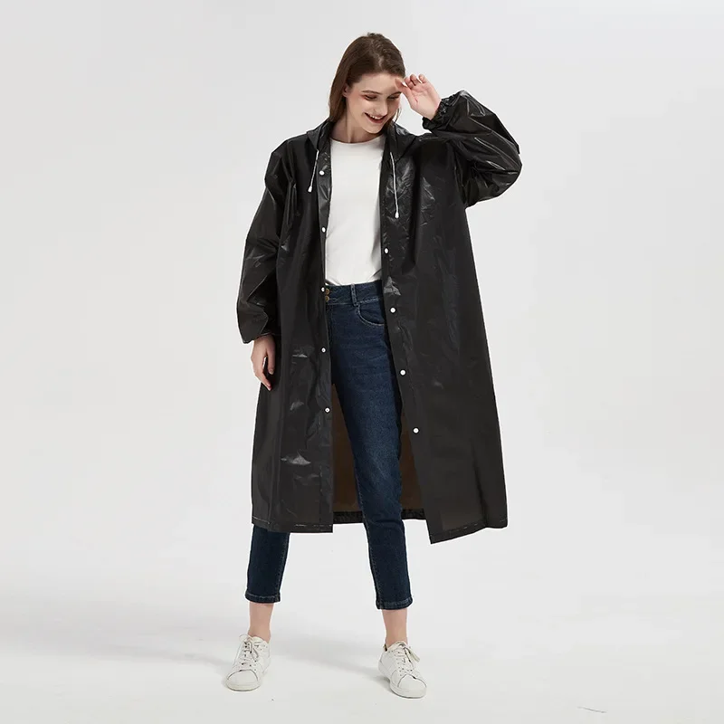 

Дождевик унисекс из ЭВА, утепленный водонепроницаемый плащ для женщин и мужчин, черный водонепроницаемый костюм для кемпинга, 1 шт.