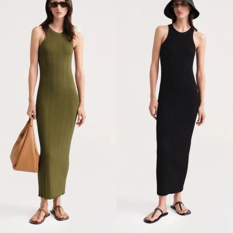 

Женское платье-майка с круглым вырезом, без швов