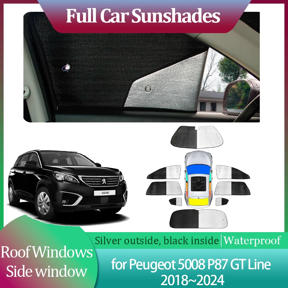 Фото Автомобильные солнцезащитные козырьки для Peugeot 5008 P87 GT Line 2018 ~ 2024, 2019 2020 2021 2022 2023 боковая занавеска на лобовое стекло, солнцезащитный козырек на крыше, аксессуары №1