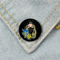 ukrainian girl flowers with ukraine flag pin custom funny brooches shirt lapel bag badge jewelry gift for lover girl friends