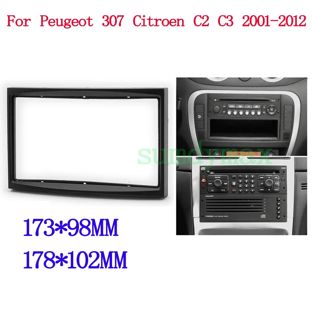 2 Din автомобильный радиоприемник DVD-плеер Fascia для Peugeot 307 207 citroen c2 c3 partner scudo 2001-2012