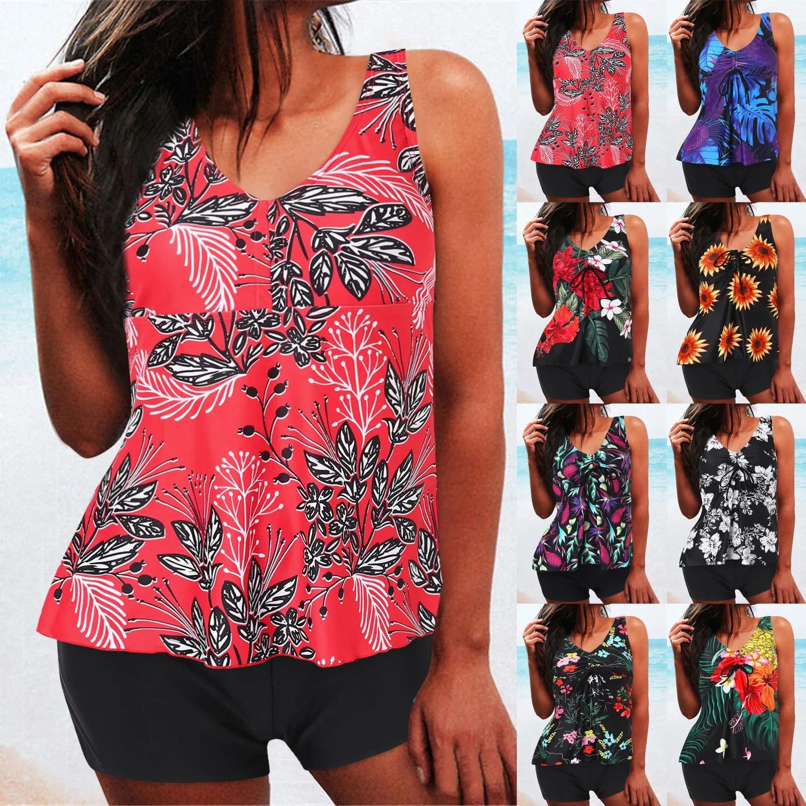 

Женские бикини с высокой талией, пикантные купальники из двух частей с эффектом пуш-ап, винтажный купальник из двух частей, спортивный бюстг...