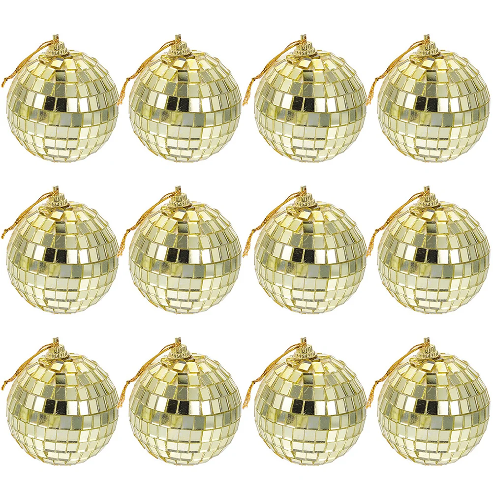 

12 Pcs Mini Decor Christmas Tree Decoration Balls Ornaments Disco Reflective Mirror Hanging
