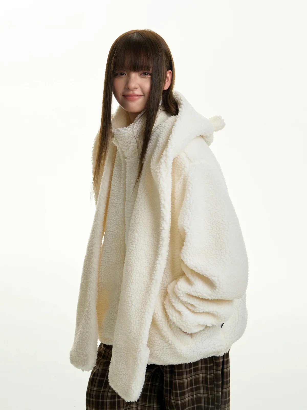 Tgns Съемный шарф с медведем милый комплект заколка для волос имитацией ягненка