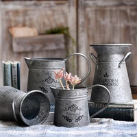 retro wrought iron bucket to make old flower vase decoration garden nostalgic rustic home decor singledouble ear handle vase