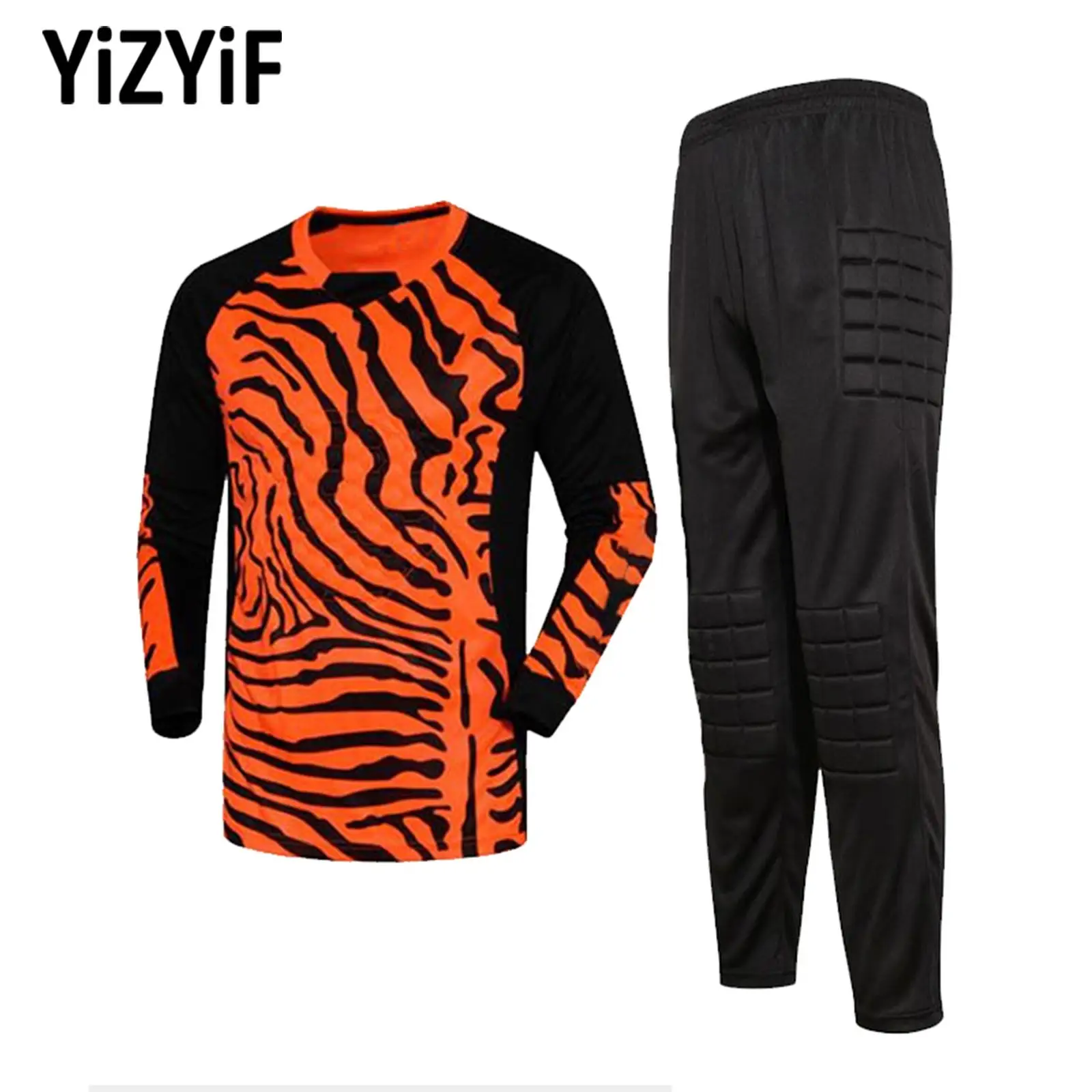 

Unisex Kids Football Goalkeeper Sponge Padded Protection Sport Suit Long Sleeve Print Tops And Long Pants Goalkeeper Jersey Suit
