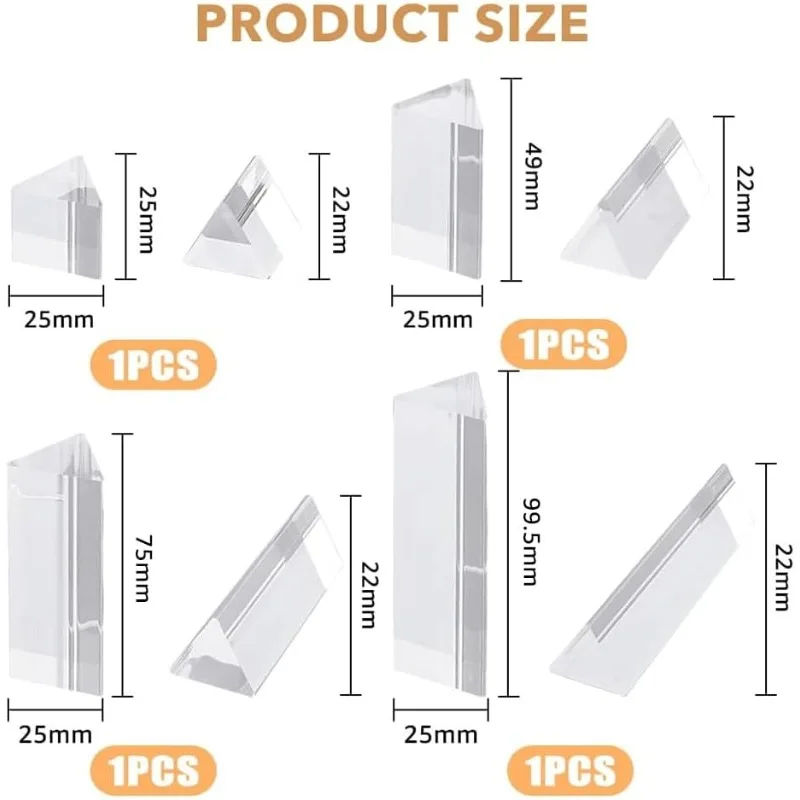 Лабораторный Класс 4 Размера Равносторонние Акриловые Призмы Треугольная