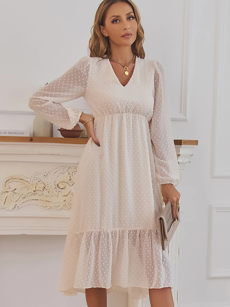 

Шикарное элегантное женское платье, новинка весны 2023, Модные свободные цветочные платья с высокой талией для женщин, платье миди с V-образны...