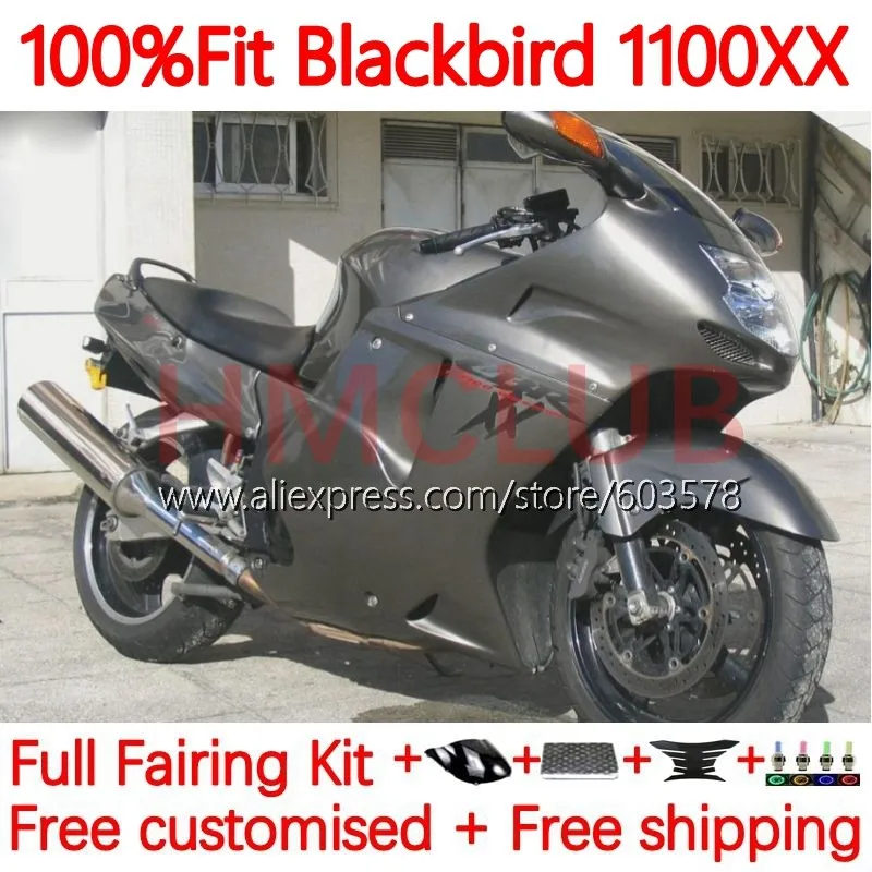 

Blackbird For HONDA CBR1100XX CBR1100 CBR 1100 XX glossy grey 1996 1997 1998 1999 2000 2001 02 03 04 05 06 07 Fairing 108No.102