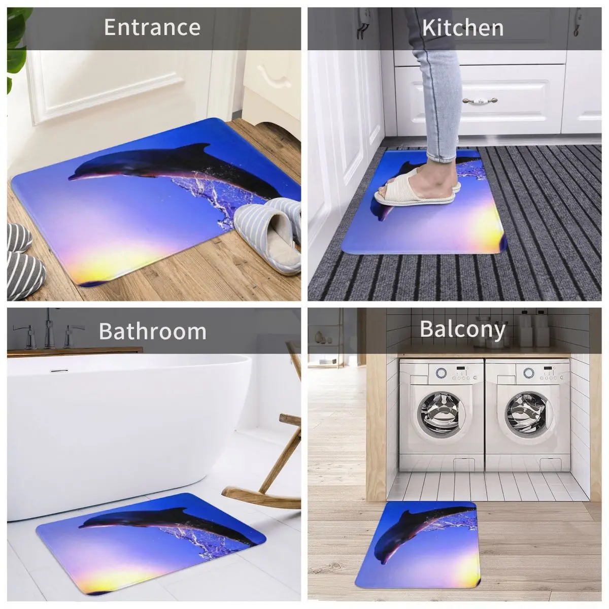 

Bath Mat Dolhin Decor 3D Rug Carpet Doormat Anti-slip Entrance Living Room Home Kitchen Absorbent Bedroom Bedside