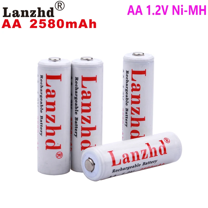 

AA Rechargeable battery 1.2V 2A battery AA 2580mAh 2500mAh 1.2 V NI-MH battery For flashlight toy preheated AA battery