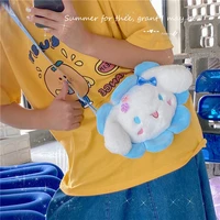 sanrio plush shoulder bag cartoon anime colorful kuromi cinnamoroll my melody plushie toys kawaii flower messenger bag for girls