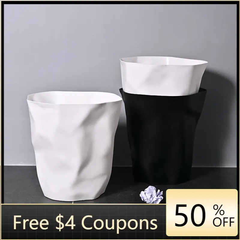 

Personality Pleated Trash Can Ins Creative Nordic Wind Trash Basket Bedroom Home Living Room Kitchen Uncovered Trash Can