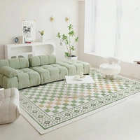 fresh green plaid rug for living room coffee table mat nordic home decor cloakroom bedroom ins checkerboard carpet big area rug