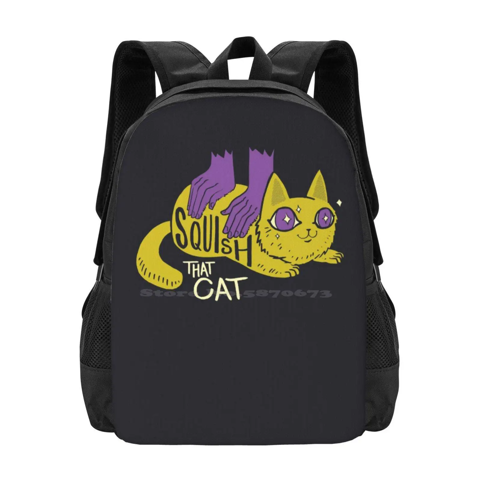 Squish That Cat! Pattern Design Bag Student'S Backpack Squishthatcat Squish That Cat Adorable Cute Cats Youtube Pets Vets