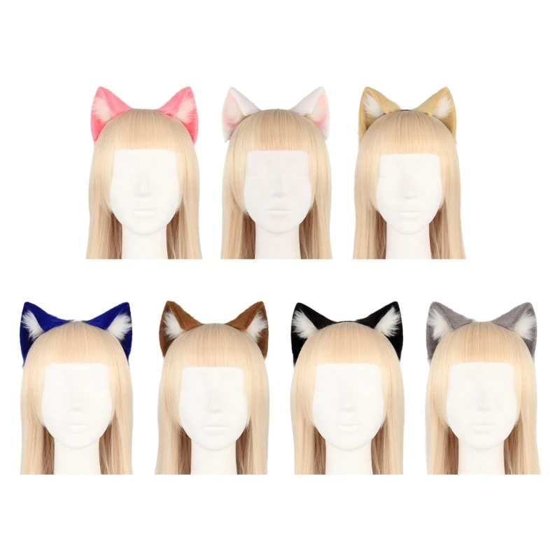 

F42F Lovely Headband Cartoon for Cat Ear Shape Hairhoop Hair Band for Adult Kids