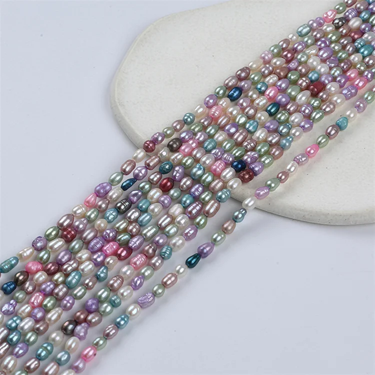 Разноцветные натуральные жемчужные нитки 4-5 мм |