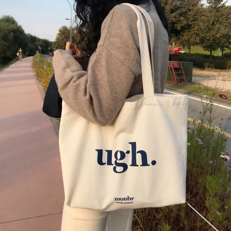 

Women's Bag Cheap Casual Large Capacity Shoulder Bags Shopper Canvas Letter Fashion Harajuku Zipper Print Ulzzang Handbags