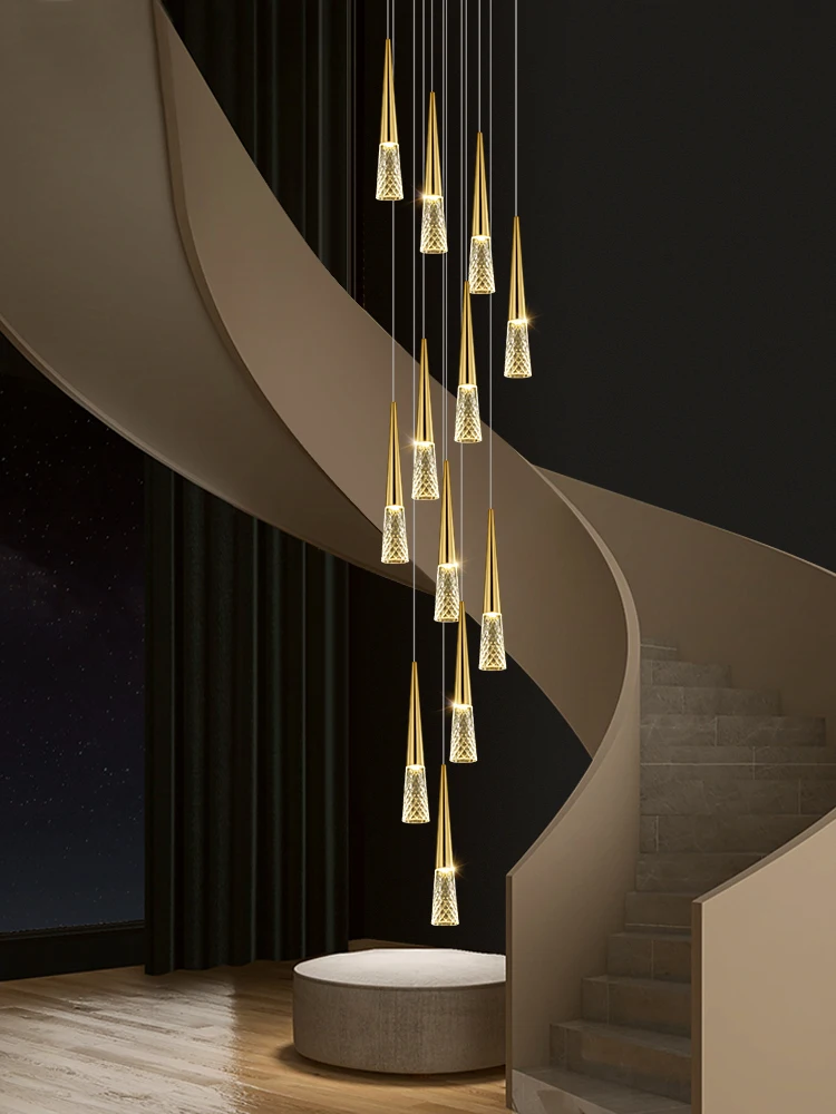 

Modern Luxury Staircase Chandelier Nordic LED Living Room Light Restaurant Art Bedroom Duplex Attic Spiral Staircase Chandelier