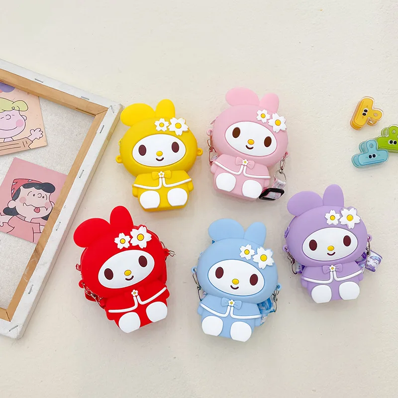 

Sanrio Cartoon Silicone Bags Anime Figures Mymelody Cute Coin Purse Kawaii Backpcaks Shoulder Messenger Bag Girls Birthday Gifts