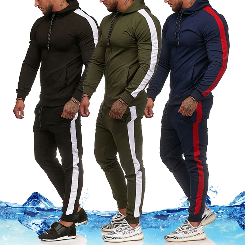 Male Sport Sets Striped Colorblock Joggers Outfits Spring Autumn M-3xl