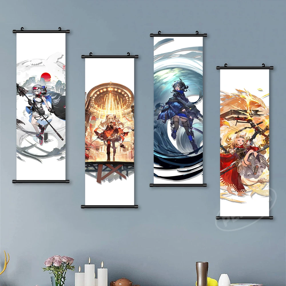 

Wall Art Plastic Scroll Characters Hanging Painting Classic Canvas Arknights Poster Picture Printed Home Decoration Kids Room