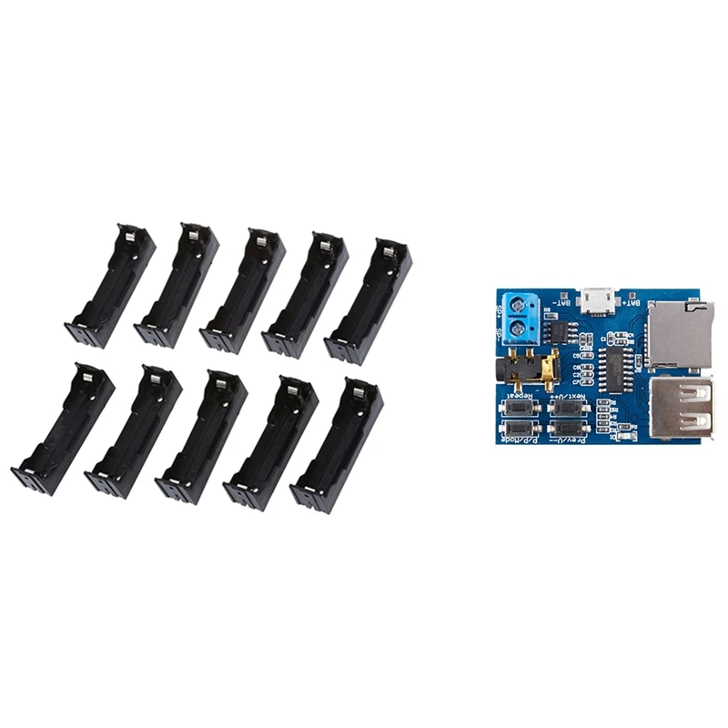 

Черный чехол для телефона с открытым корпусом для аккумулятора 3,7 в 18650 и 1X Mp3