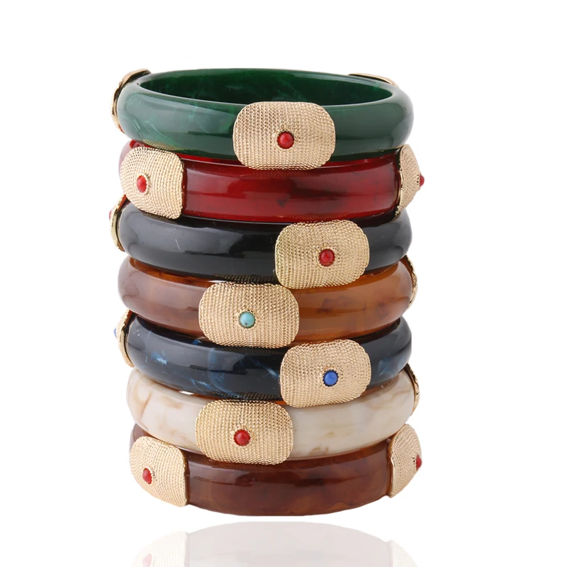 

NeeFuWoFu Resin large Bracelet Wide Bangles Exaggeration Bohemia de Madera Pulseira Estrela de Cinco Elastic Perles