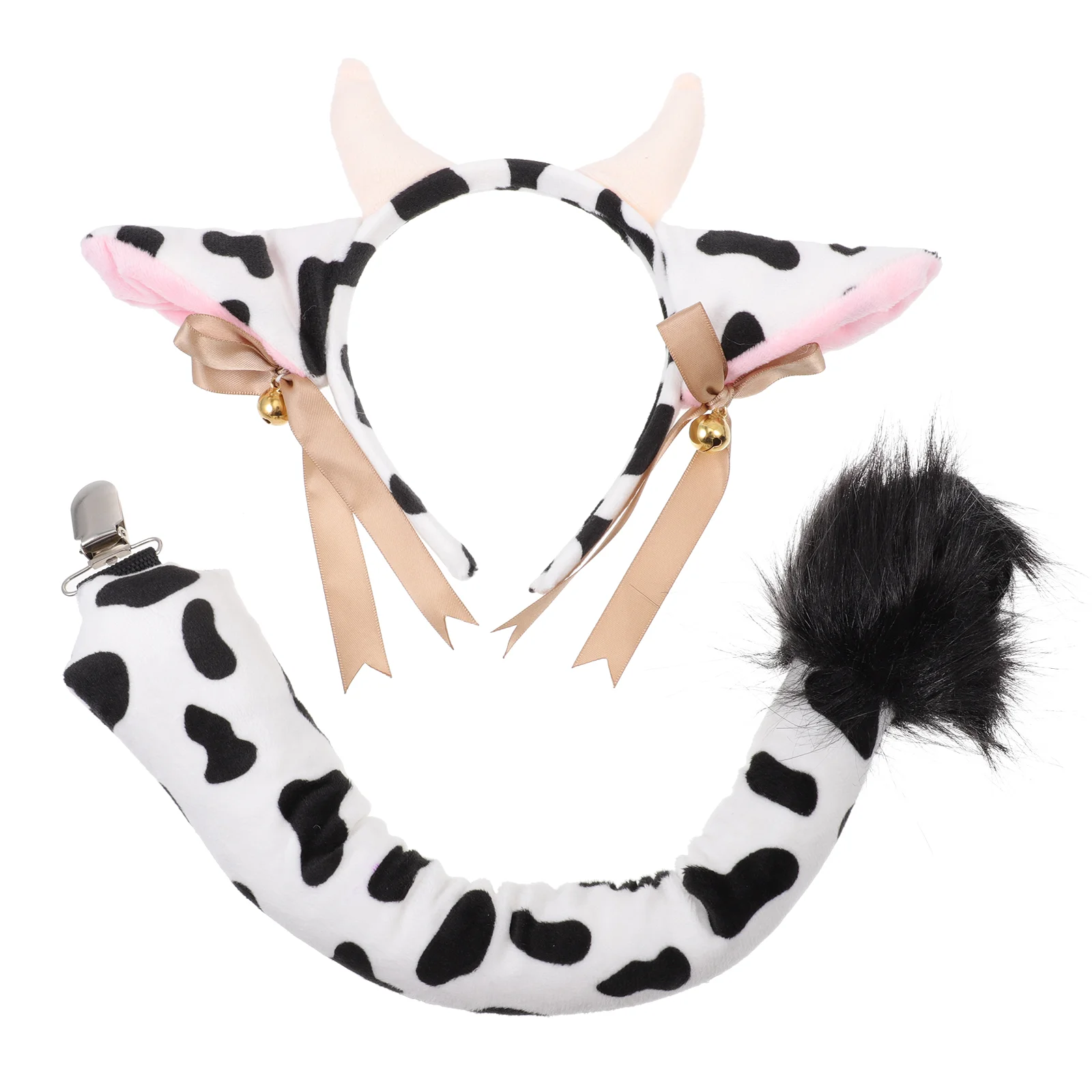 

Cow Ears Headband Tail Costume Cosplay Animal Set Party Ear Halloween Headdress Kids Cattle Headwear Accessories Props Headbands