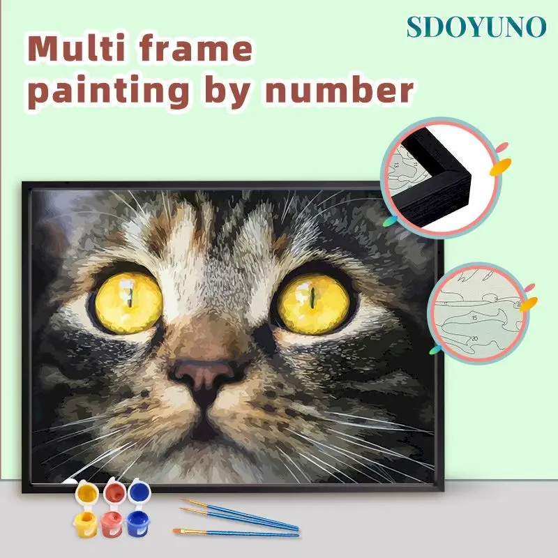 

Картина по номерам для интерьера SDOYUNO, животные, ручная роспись, рисование кошек, DIY Рисование по номерам, искусство, искусство