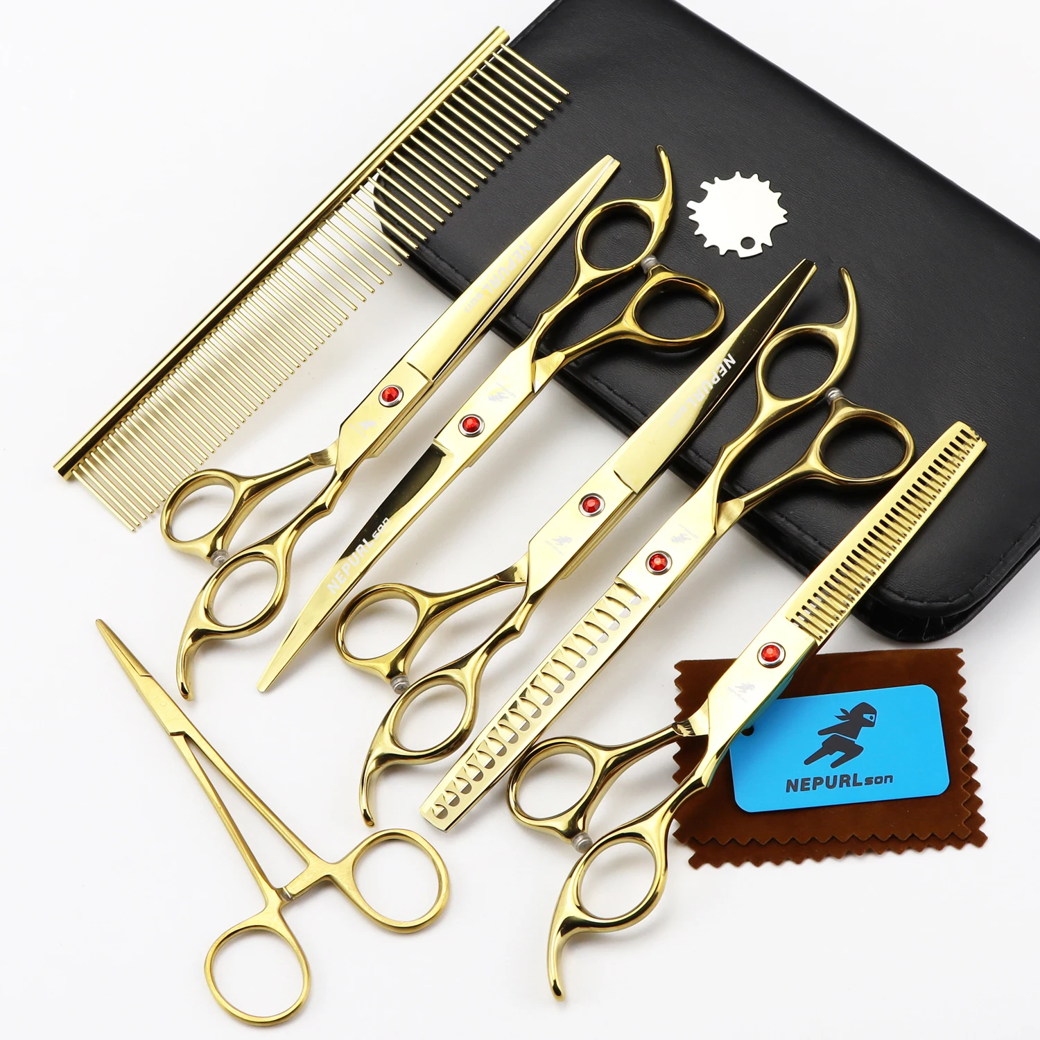 7.0inch  Pet grooming scissors set straight cut teeth cut fish bone scissors prt grooming