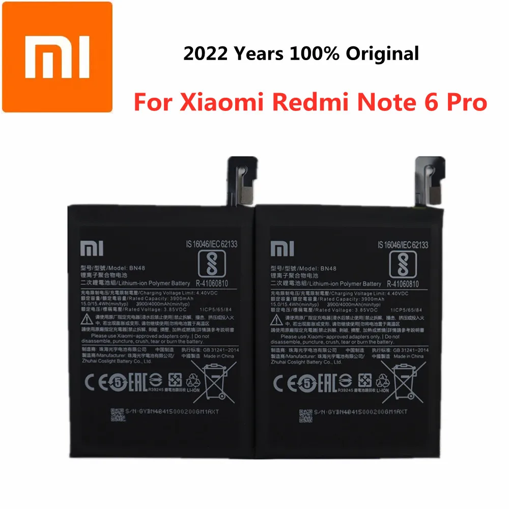 

2022 Years New Xiaomi 100% Original Battery Ror Xiaomi Redmi Note 6 Pro Red rice Note6 Pro BN48 4000mAh Phone Battery Bateria