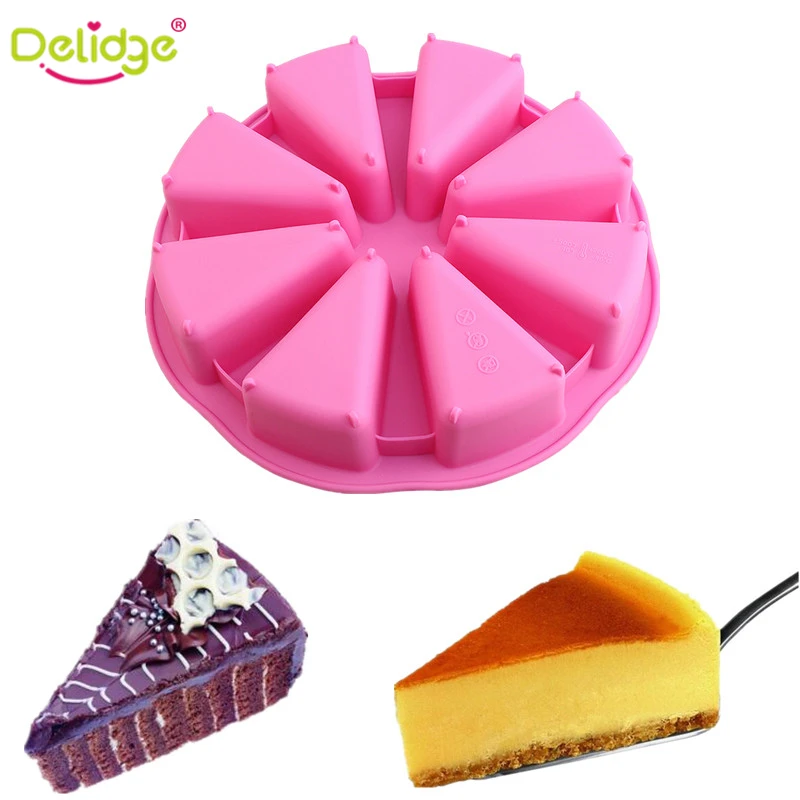 

Delidge 1PC 8 Holes Silicone Triangle Shape Cake Mold Non-Stick 3D Muffin Mould Cupcake Liner DIY Dessert Baking Tray