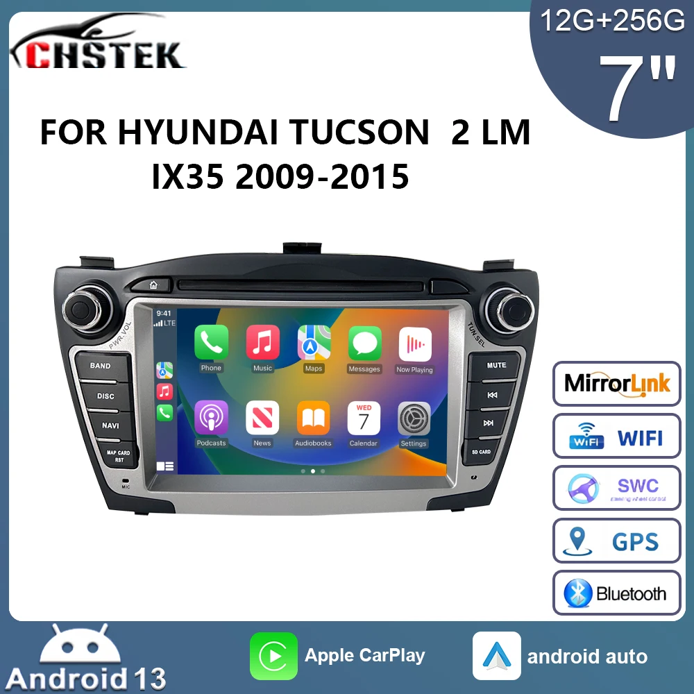 Автомобильный радиоплеер CHSTEK 12 + 256G CarPlay для Hyundai Tucson 2 LM IX35 2009-2015 Android 13 Qualcomm