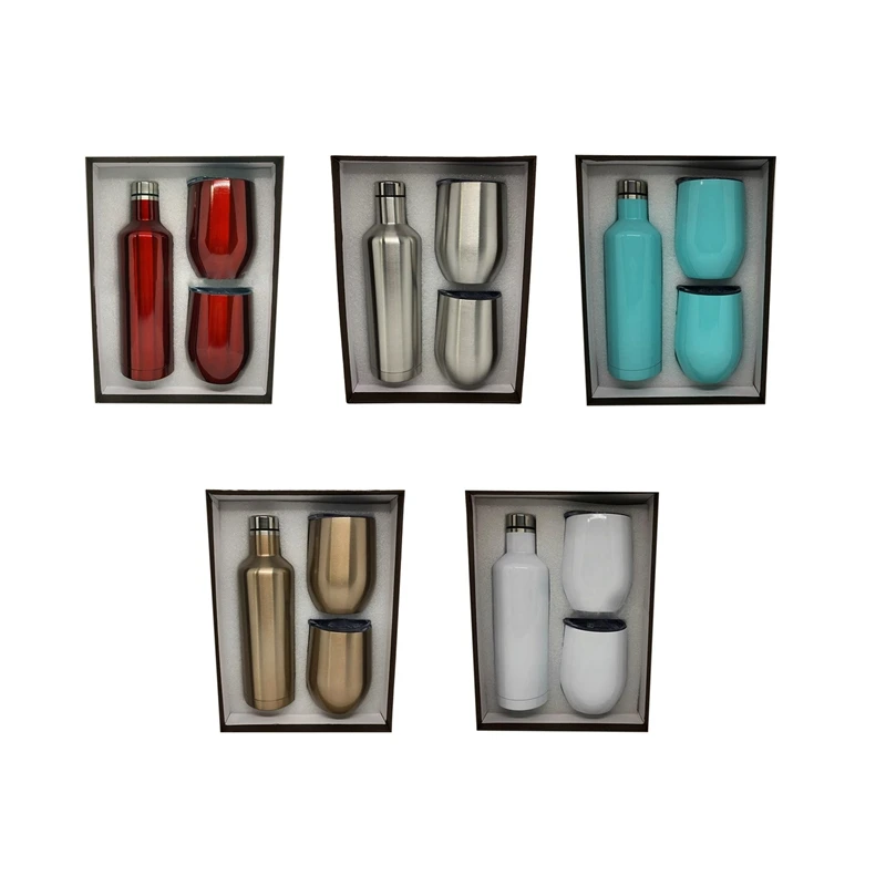 

3 In 1 Gift Wine Set Beer Set With Seal Lid Thermo Mug Coffee Terms Flask 12Oz Milk Bottle Sport Travel Set