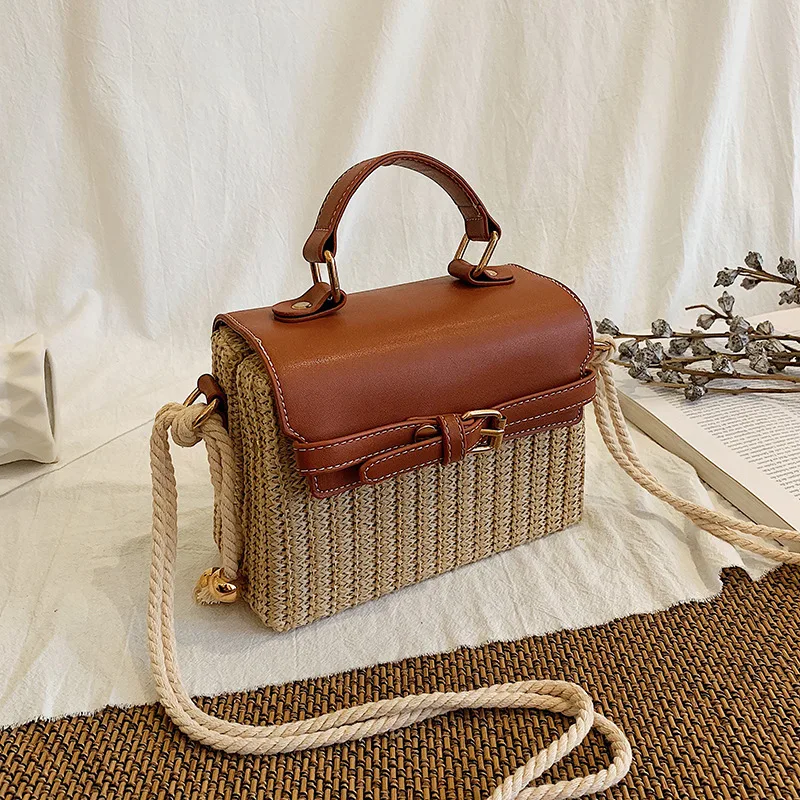 

Casual Women's Straw Bag Knitting Weaving Designer Fashion Shoulder Bags for Women 2022 New Large Capacity Lady Shopper Hand