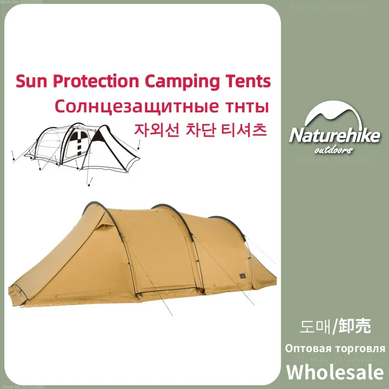

Naturehike Туннельные палатки Портативные Кемпинг Солнцезащитный крем UPF50+ Большая палатка Открытый Палатка путешествия утолщенная водоустойчивая Со снежной юбкой