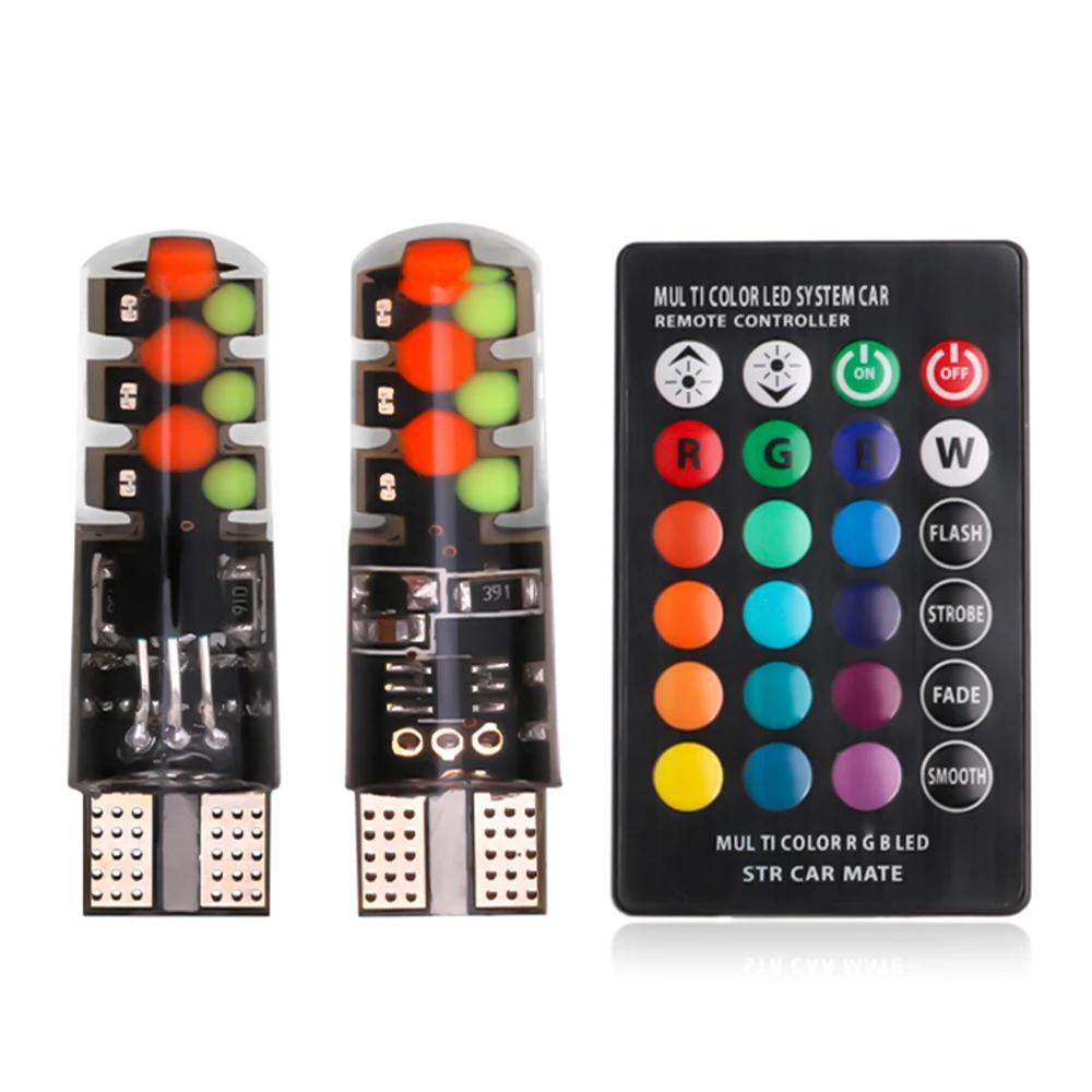 Разноцветные лампы RGB с пультом дистанционного управления T10 18SMD, автомобильная купольная лампа для чтения, фонари для багажника, фонари для номерного знака
