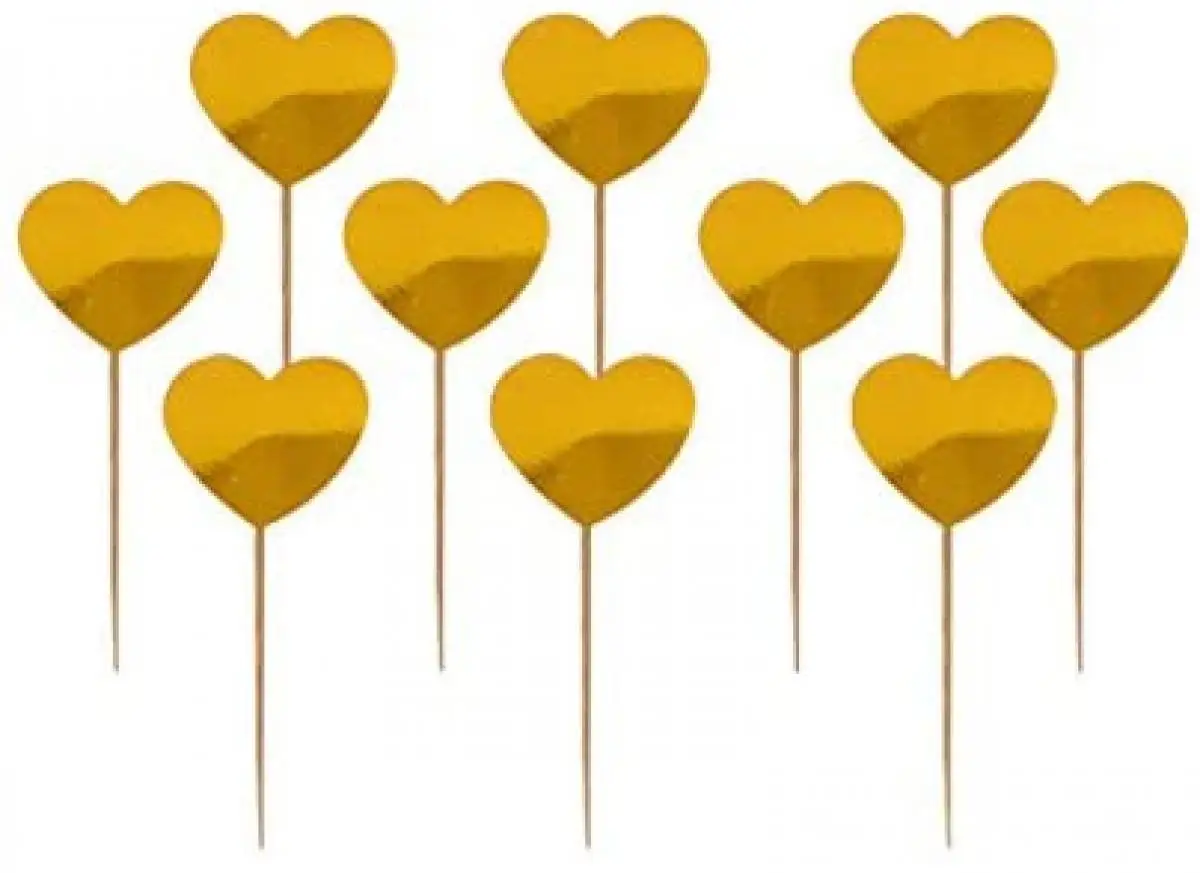 

Party Material Gold Color Heart Shaped Toothpick Ornament 15 PCs