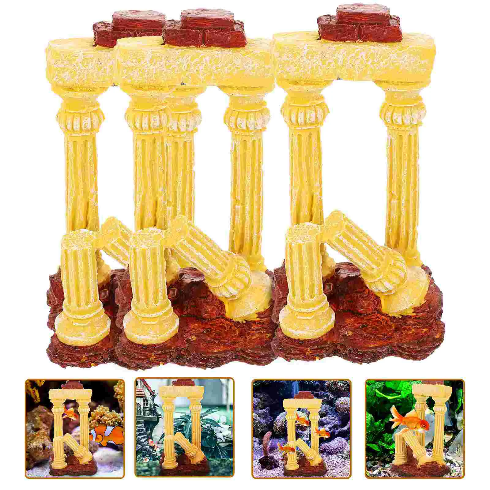 

3 Pcs Fish Tank Roman Pillars Fish Hiding Cave Roman Column Decoration Absorbent Stone Fish Tank Roman Column