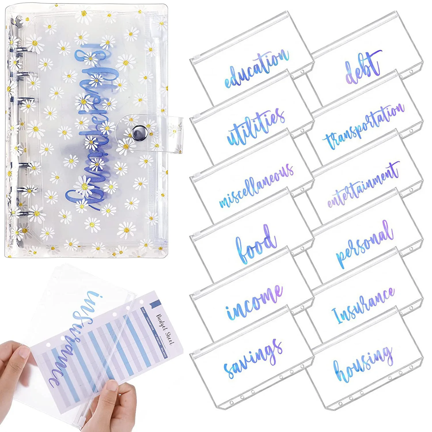 

12pcs with Cover Notebook Collection Bag Set Financial Loose-leaf Binder Notebooks Budget Binder Planner Journaling Hand Account