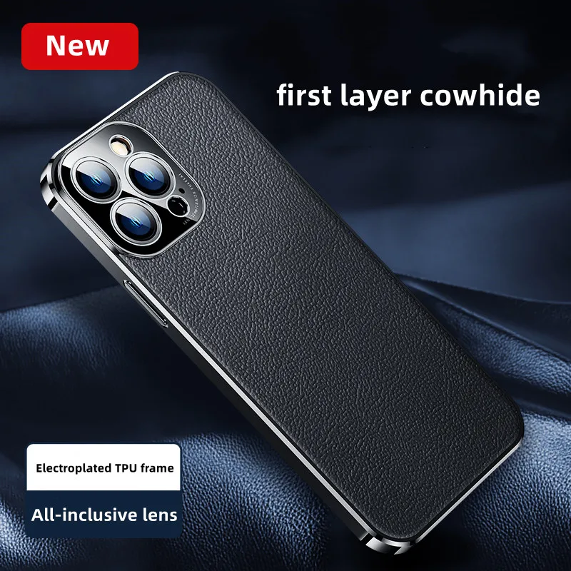 

Роскошный чехол для телефона из воловьей кожи для iphone 14 13 12 11 pro max 13mini 14promax, гальваническая рамка, высококачественный мягкий чехол из ТПУ