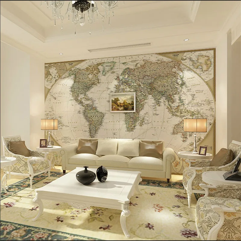 

Custom European Retro Large HD The World Map Mural Wallpapers for Office Living Room Study Wall Murals 3D Wall Papers Home Deocr