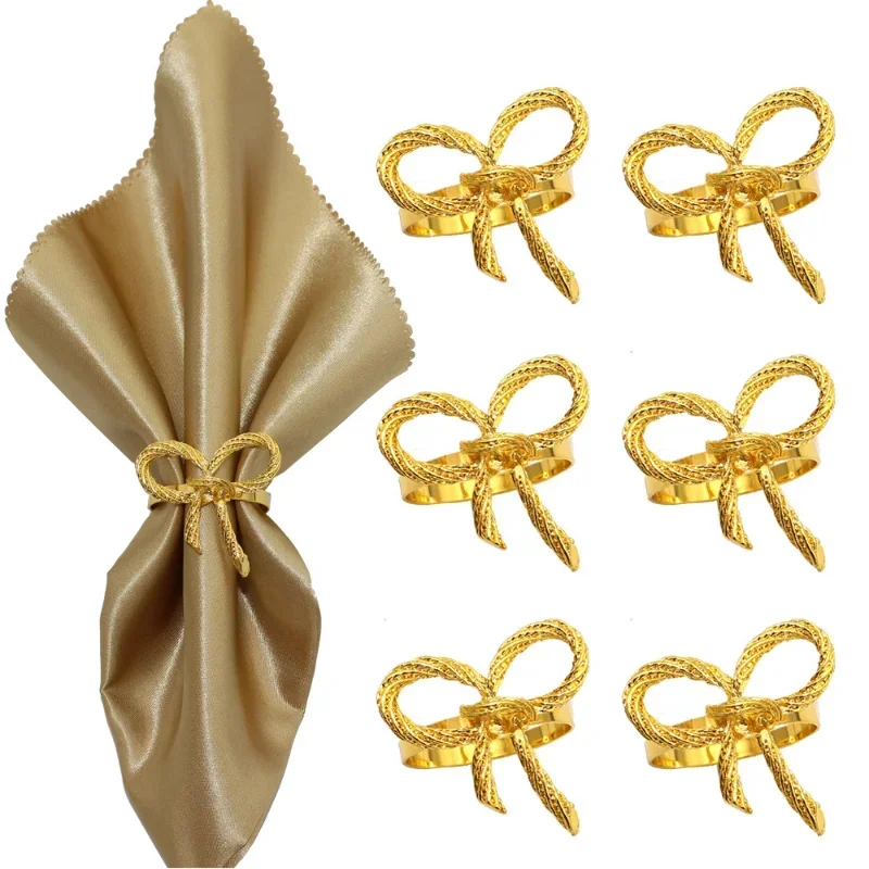 6 шт. полые кольца для салфеток цвета розового золота серебра